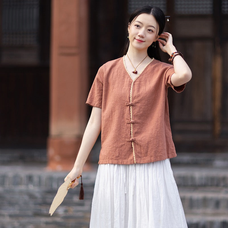Tao One Tech™ • Floral Petal Cardigan Kimono • Business Qigong • Sleeveless • Chinoiserie • Ramie Cotton