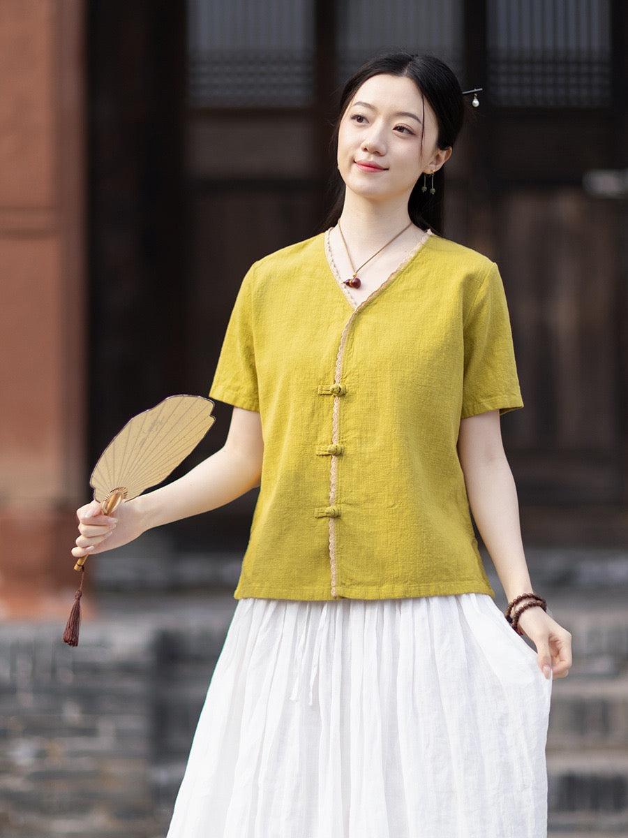 Tao One Tech™ • Floral Petal Cardigan Kimono • Business Qigong • Sleeveless • Chinoiserie • Ramie Cotton