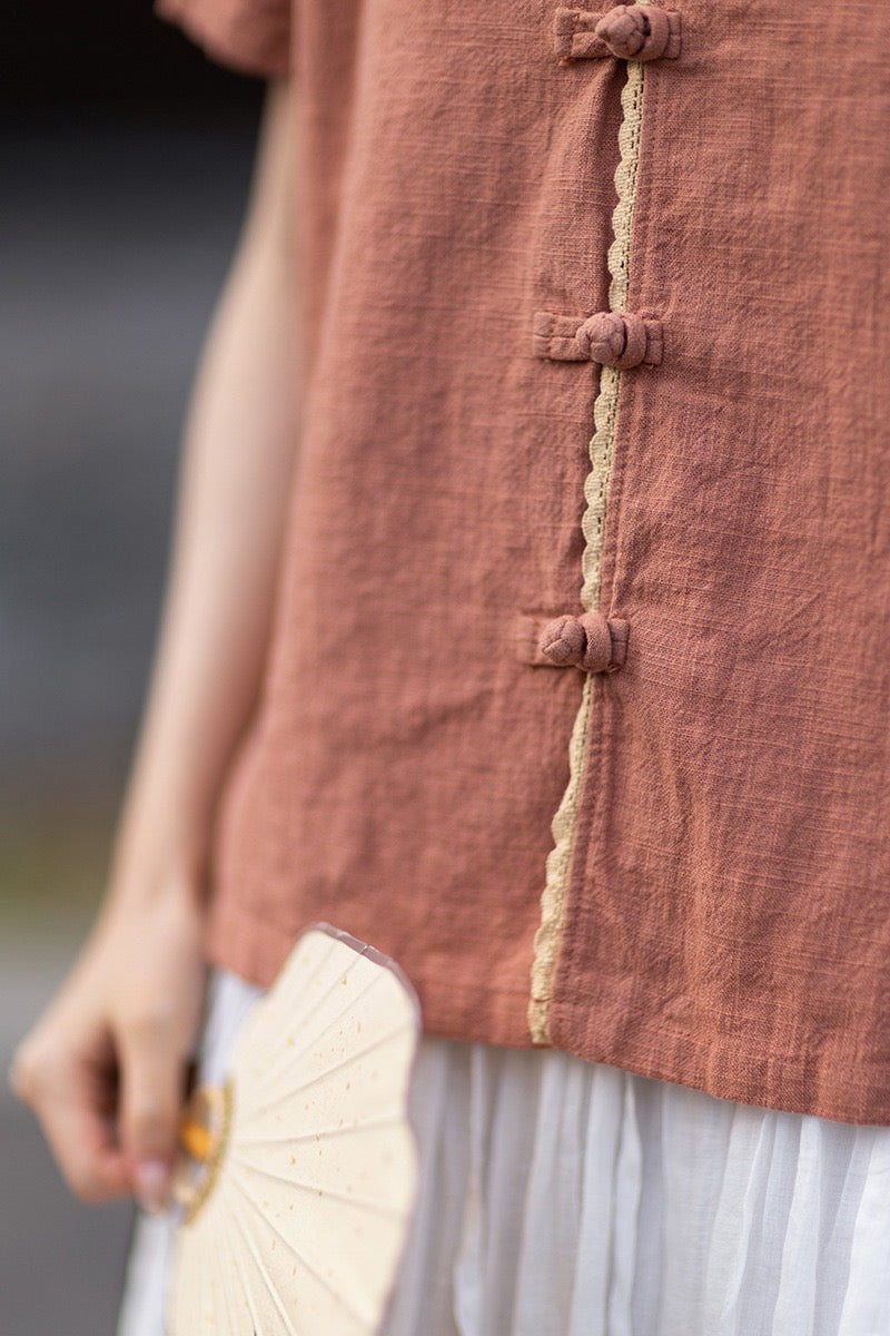 Tao One Tech™ • Floral Petal Cardigan Kimono • Business Qigong • Sleeveless • Chinoiserie • Ramie Cotton