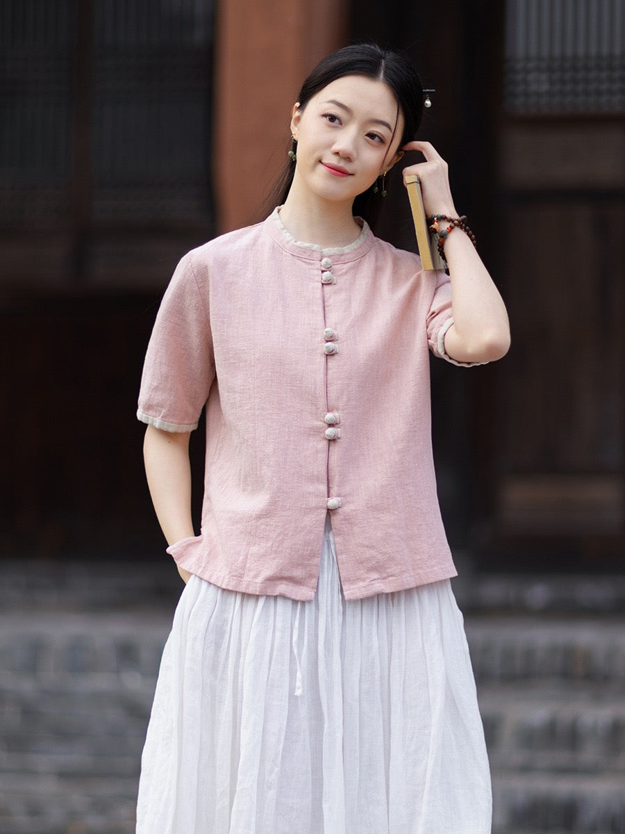 Tao One Tech™ • Floral Petal Art Cardigan Kimono • Business Qigong • Sleeveless • Chinoiserie • Ramie Cotton