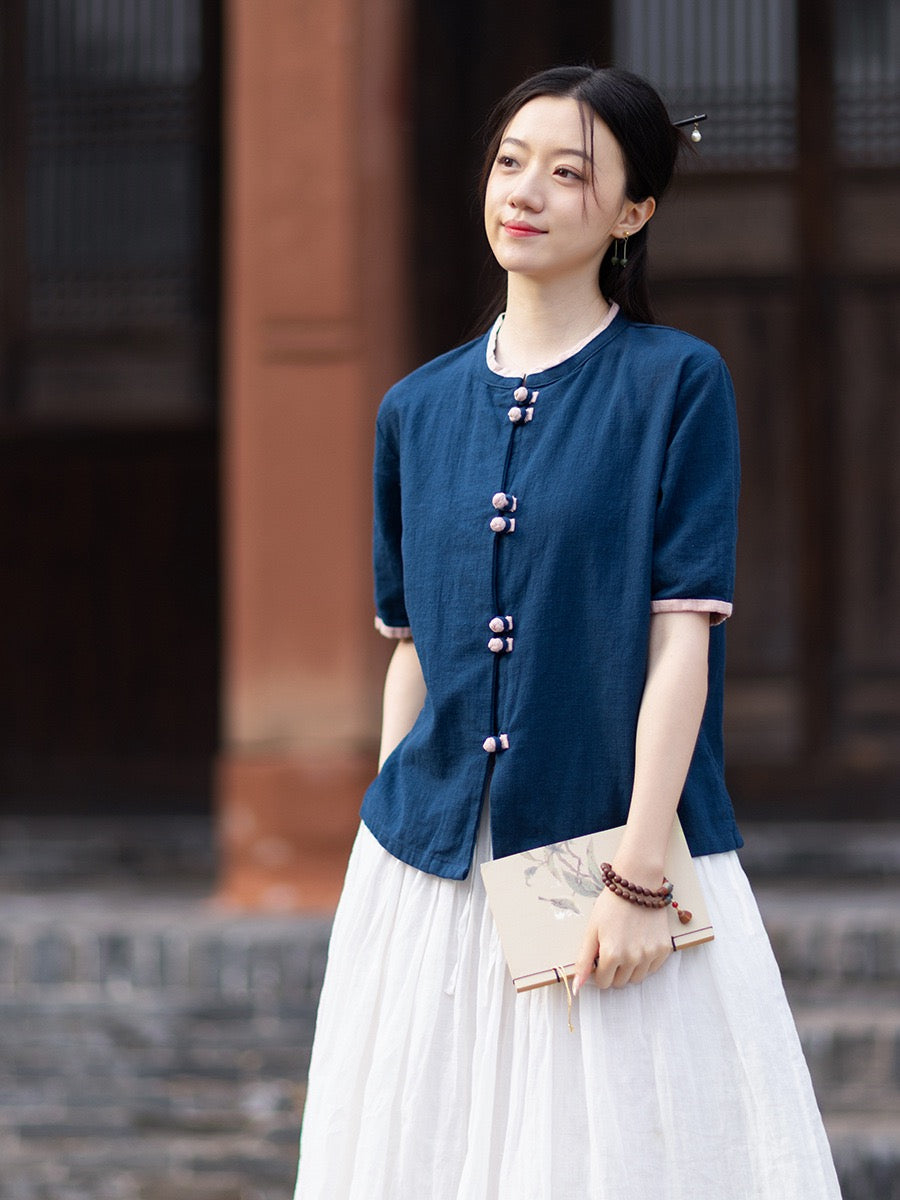 Tao One Tech™ • Floral Petal Art Cardigan Kimono • Business Qigong • Sleeveless • Chinoiserie • Ramie Cotton