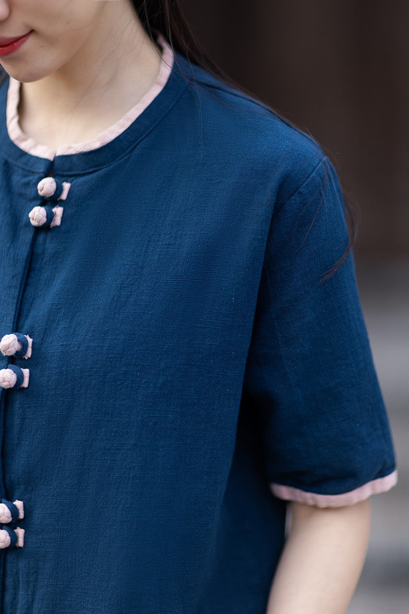 Tao One Tech™ • Floral Petal Art Cardigan Kimono • Business Qigong • Sleeveless • Chinoiserie • Ramie Cotton