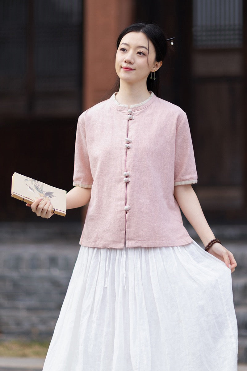Tao One Tech™ • Floral Petal Art Cardigan Kimono • Business Qigong • Sleeveless • Chinoiserie • Ramie Cotton