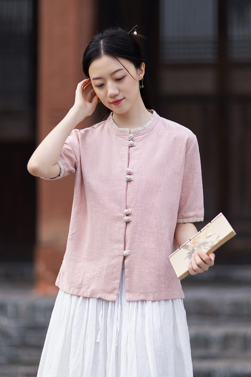 Tao One Tech™ • Floral Petal Art Cardigan Kimono • Business Qigong • Sleeveless • Chinoiserie • Ramie Cotton