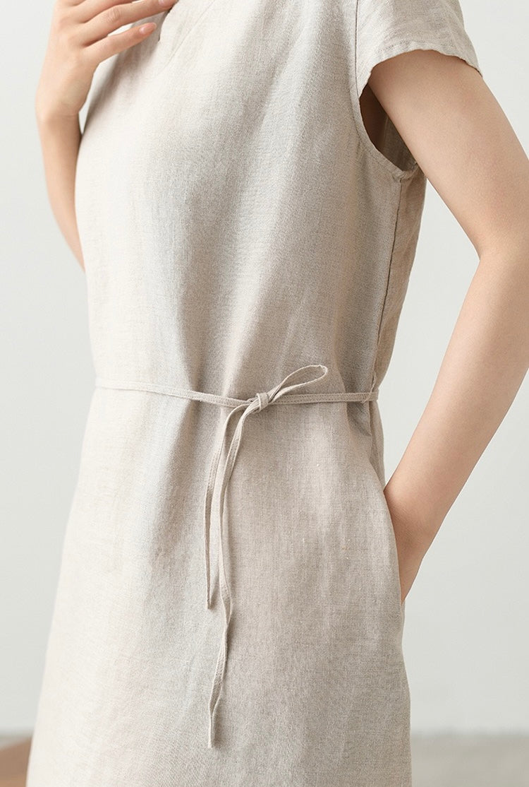 Tao One Tech™ • Elegant Classic Cheongsam Dress • Business Qigong • Long Dress • Tech Pockets • Chinoiserie • Premium Linen • Sizes M-XXL