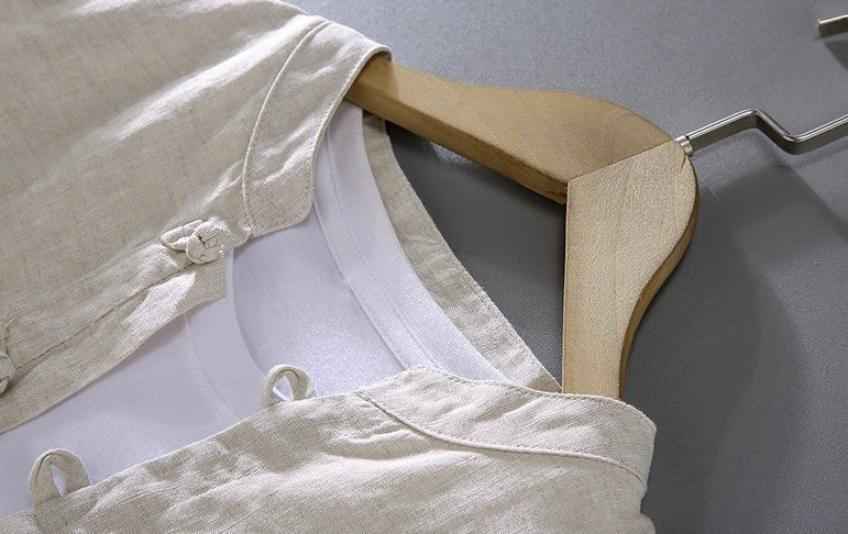 Tao One Tech™ • Business Qigong Shirt Jacket • Minimal Style • Tech Pockets • Sunscreen Layer • All Season Layering • Natural Air Conditioner • Premium Pure Linen • Men’s Sizes M-3XL