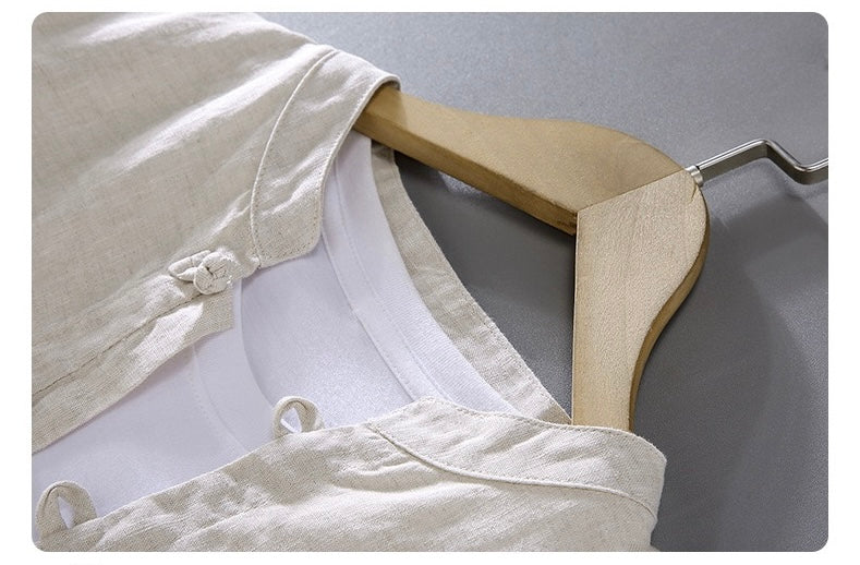 Tao One Tech™ • Business Qigong Shirt Jacket • Minimal Style • Tech Pockets • Sunscreen Layer • All Season Layering • Natural Air Conditioner • Premium Pure Linen • Men’s Sizes M-3XL