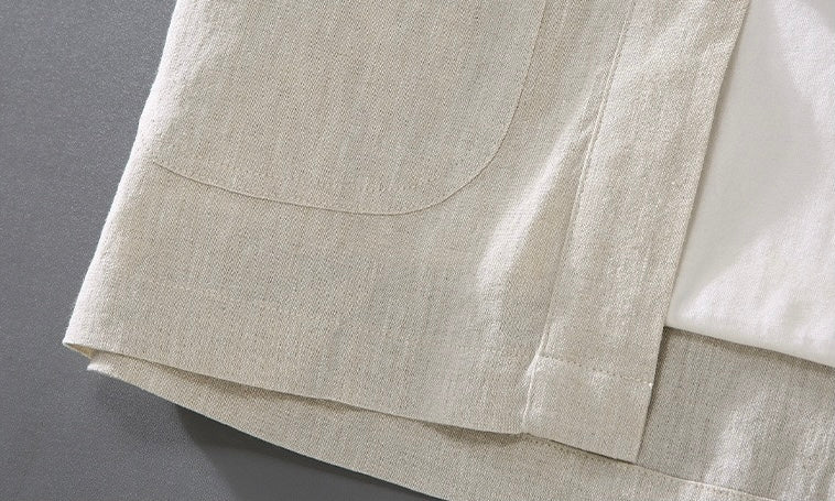 Tao One Tech™ • Business Qigong Shirt Jacket • Short-Sleeves • Tech Pockets • Sunscreen Layer • All Season Layering • Natural Air Conditioner • Premium Pure Linen • Men’s Sizes M-3XL