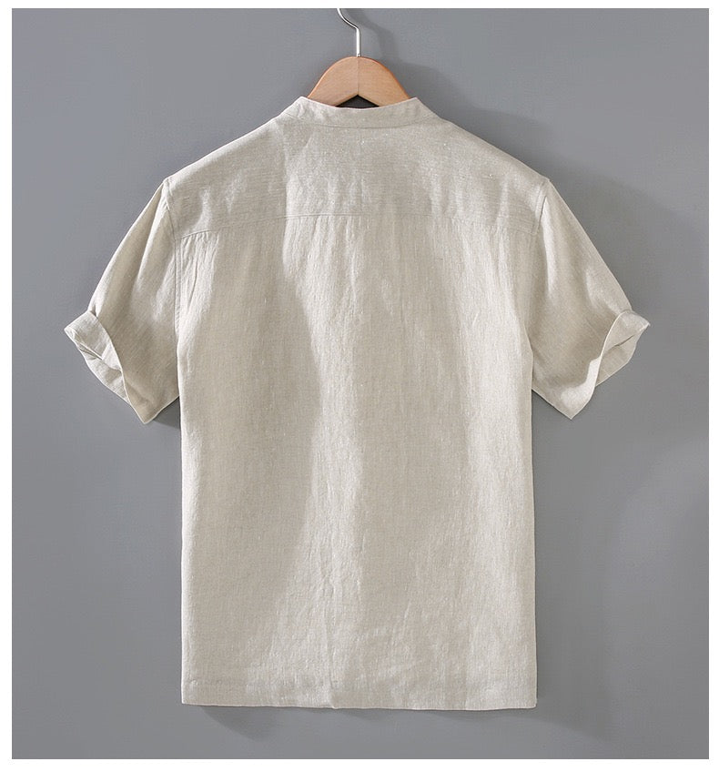 Tao One Tech™ • Business Qigong Shirt Jacket • Short-Sleeves • Tech Pockets • Sunscreen Layer • All Season Layering • Natural Air Conditioner • Premium Pure Linen • Men’s Sizes M-3XL