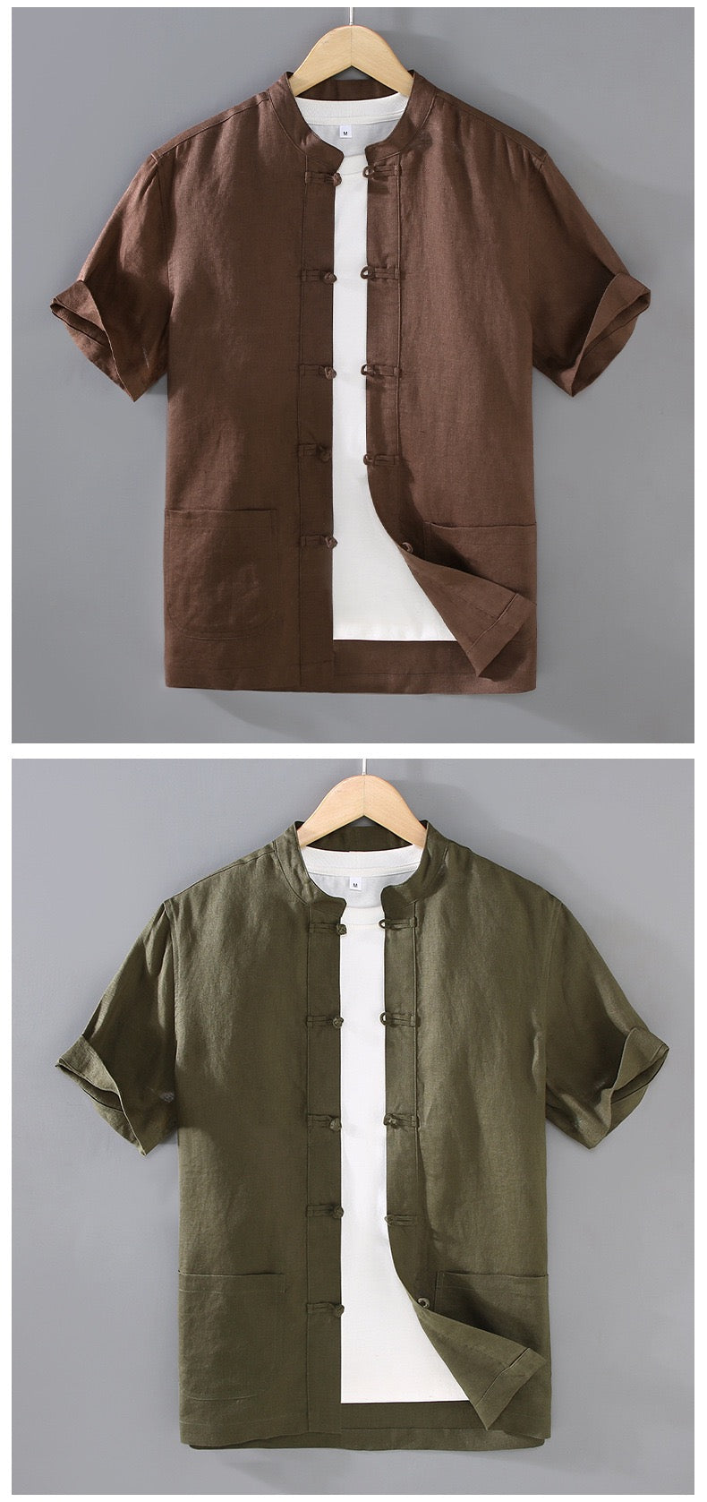 Tao One Tech™ • Business Qigong Shirt Jacket • Short-Sleeves • Tech Pockets • Sunscreen Layer • All Season Layering • Natural Air Conditioner • Premium Pure Linen • Men’s Sizes M-3XL