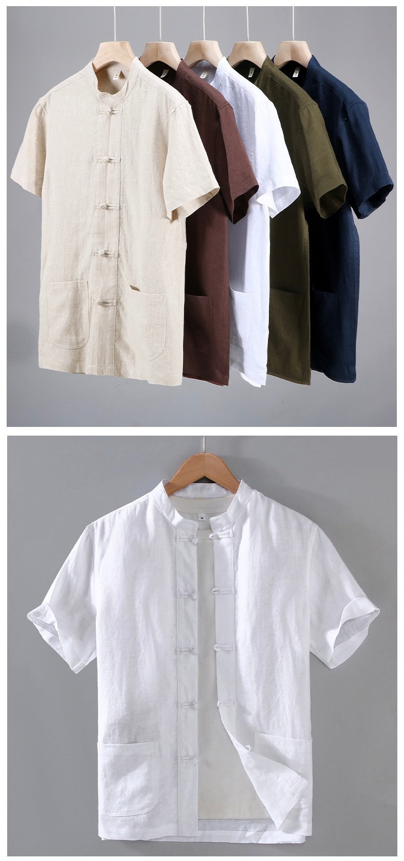 Tao One Tech™ • Business Qigong Shirt Jacket • Short-Sleeves • Tech Pockets • Sunscreen Layer • All Season Layering • Natural Air Conditioner • Premium Pure Linen • Men’s Sizes M-3XL