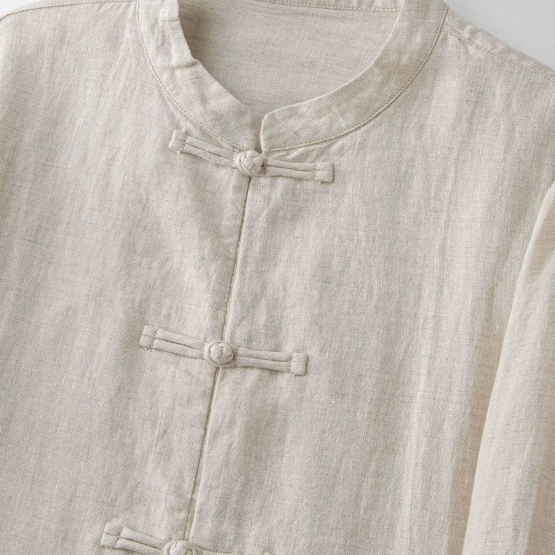 Tao One Tech™ • Business Qigong Shirt Jacket • Chinoiserie • Tech Pockets • Sunscreen Layer • All Season Layering • Natural Air Conditioner • Premium Pure Linen • Men’s Sizes M-5XL • Limited Edition