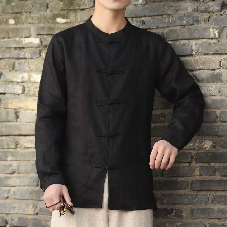 Tao One Tech™ • Business Qigong Shirt Jacket • Chinoiserie • Tech Pockets • Sunscreen Layer • All Season Layering • Natural Air Conditioner • Premium Pure Linen • Men’s Sizes M-5XL • Limited Edition