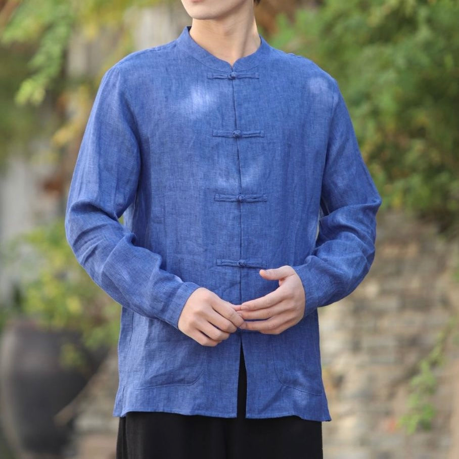 Tao One Tech™ • Business Qigong Shirt Jacket • Chinoiserie • Tech Pockets • Sunscreen Layer • All Season Layering • Natural Air Conditioner • Premium Pure Linen • Men’s Sizes M-5XL • Limited Edition