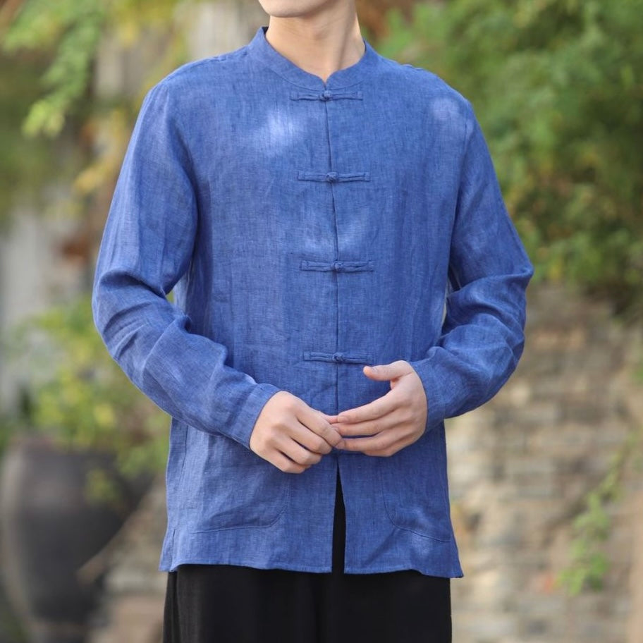Tao One Tech™ • Business Qigong Shirt Jacket • Chinoiserie • Tech Pockets • Sunscreen Layer • All Season Layering • Natural Air Conditioner • Premium Pure Linen • Men’s Sizes M-5XL • Limited Edition