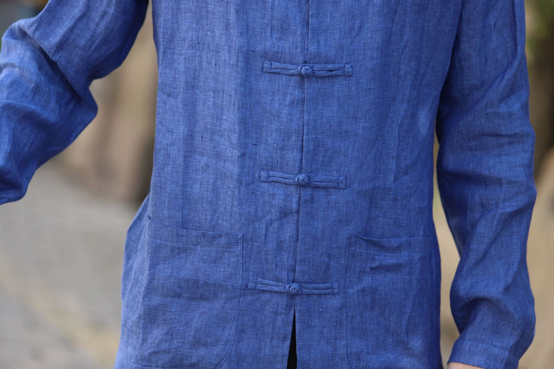 Tao One Tech™ • Business Qigong Shirt Jacket • Chinoiserie • Tech Pockets • Sunscreen Layer • All Season Layering • Natural Air Conditioner • Premium Pure Linen • Men’s Sizes M-5XL • Limited Edition