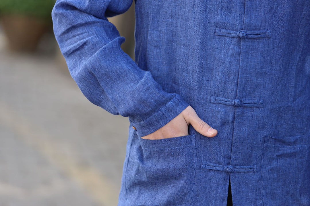 Tao One Tech™ • Business Qigong Shirt Jacket • Chinoiserie • Tech Pockets • Sunscreen Layer • All Season Layering • Natural Air Conditioner • Premium Pure Linen • Men’s Sizes M-5XL • Limited Edition