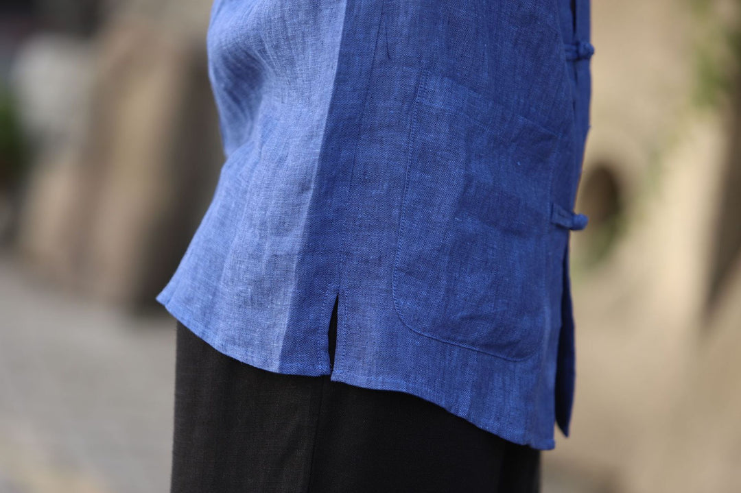 Tao One Tech™ • Business Qigong Shirt Jacket • Chinoiserie • Tech Pockets • Sunscreen Layer • All Season Layering • Natural Air Conditioner • Premium Pure Linen • Men’s Sizes M-5XL • Limited Edition
