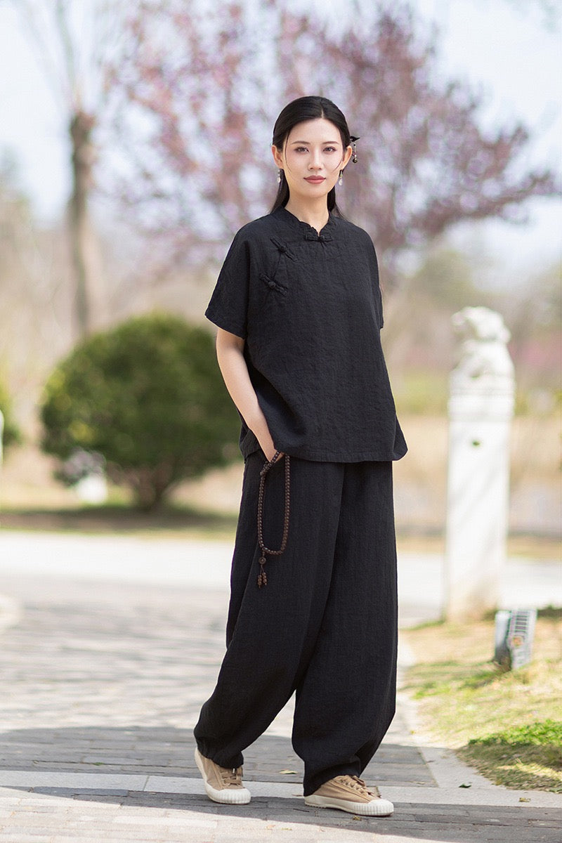 Tao One Tech™ • Zen Business Qigong Shirt • Short-Sleeves • Chinoiserie • Ramie Cotton
