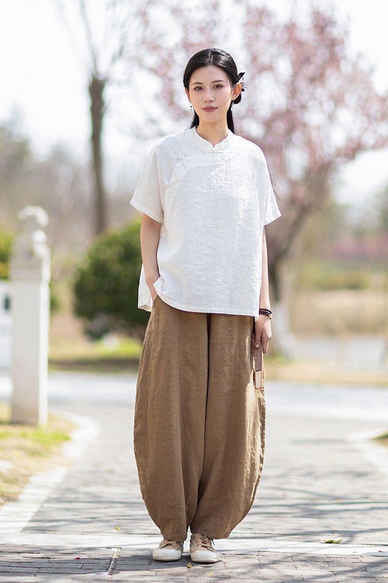 Tao One Tech™ • Zen Business Qigong Shirt • Short-Sleeves • Chinoiserie • Ramie Cotton