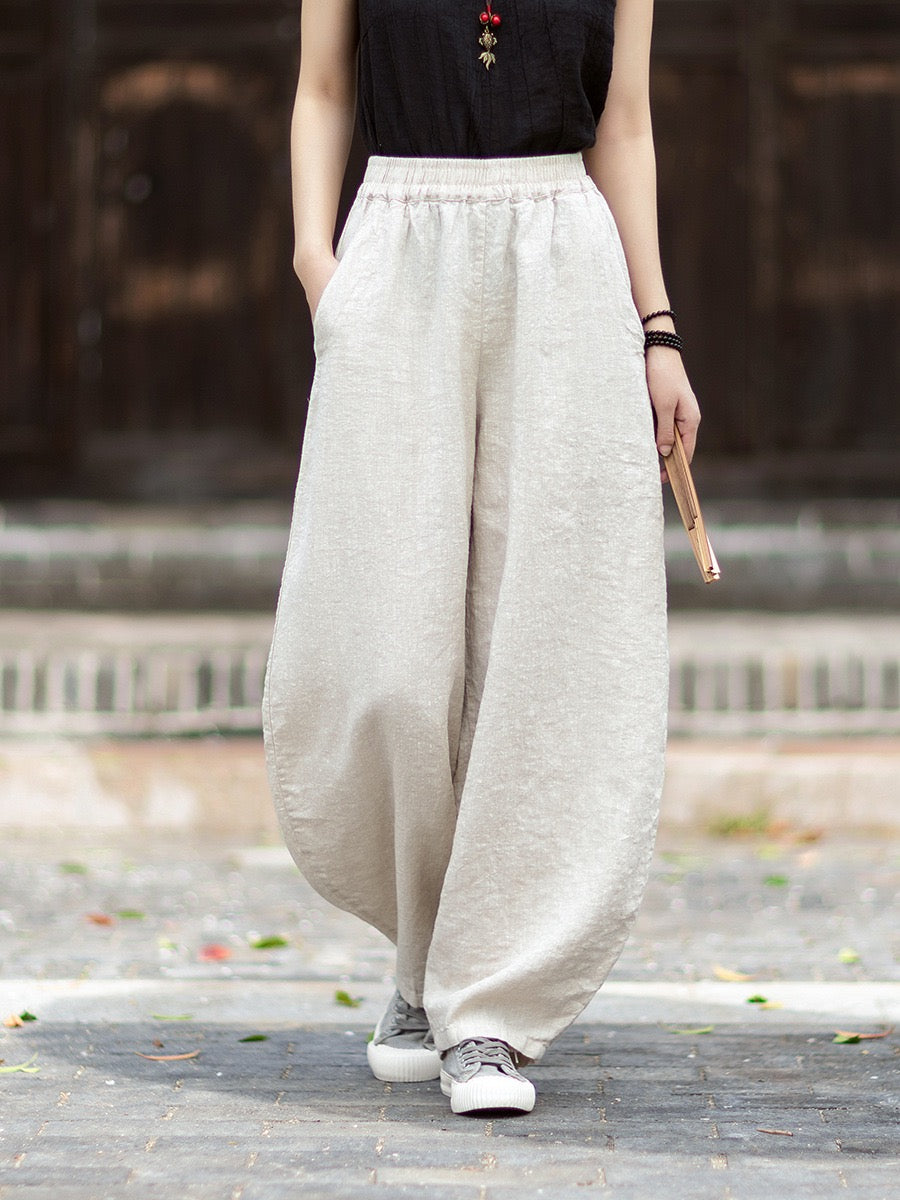 Tao One Tech™ • Zen Business Qigong Harem Pants • Tech Pockets • Chinoiserie • Ramie Cotton