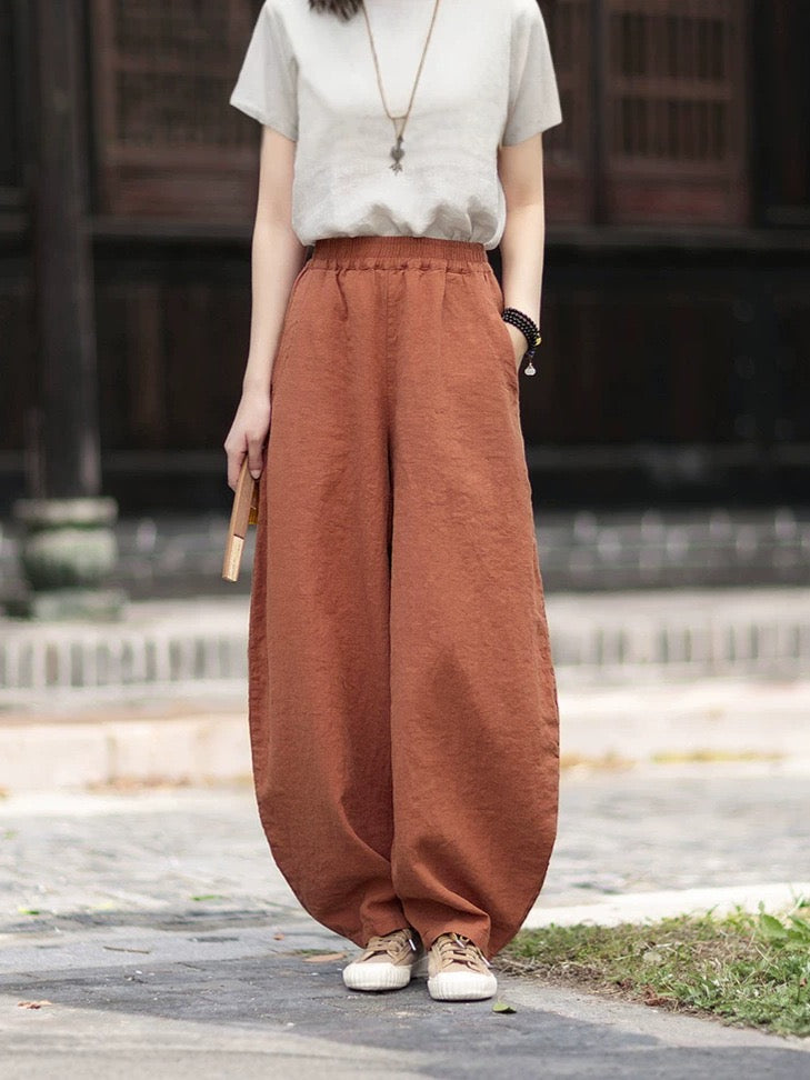 Tao One Tech™ • Zen Business Qigong Harem Pants • Tech Pockets • Chinoiserie • Ramie Cotton