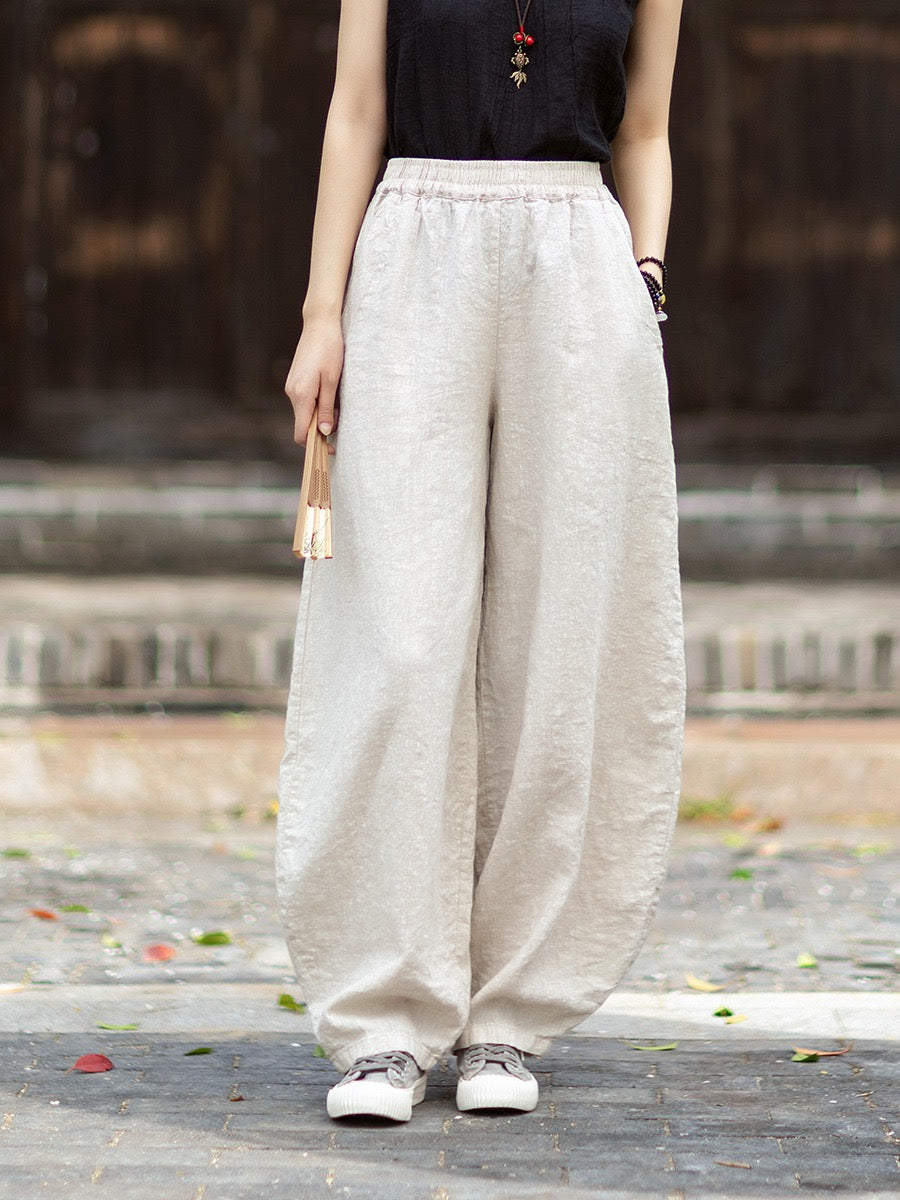 Tao One Tech™ • Zen Business Qigong Harem Pants • Tech Pockets • Chinoiserie • Ramie Cotton