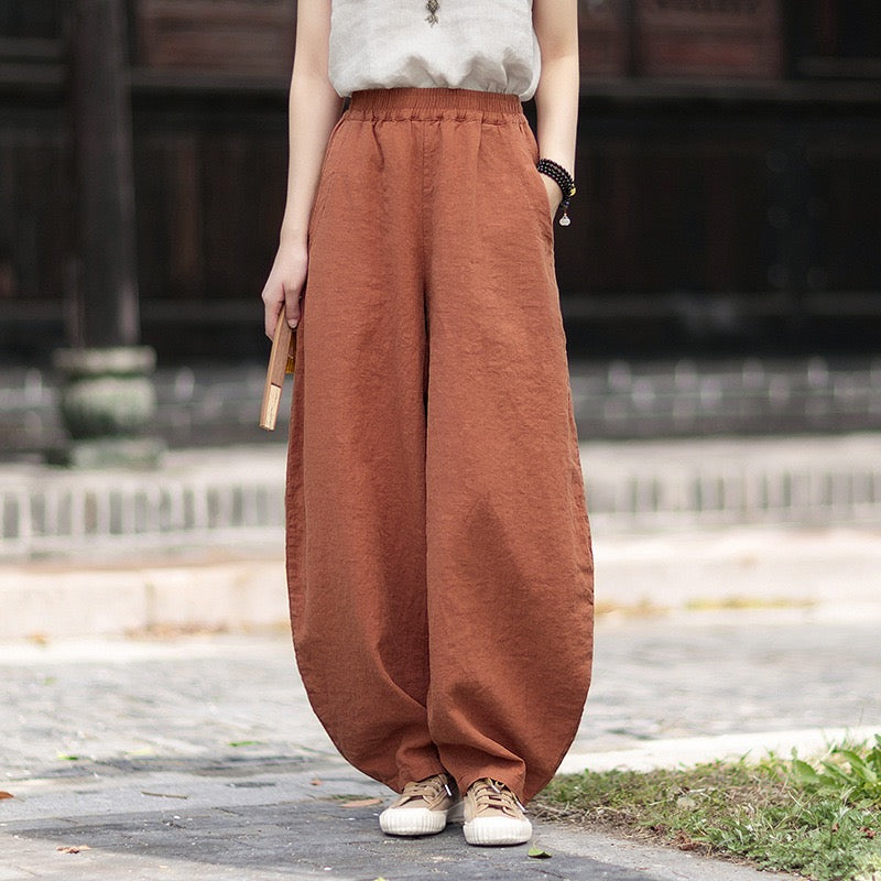 Tao One Tech™ • Zen Business Qigong Harem Pants • Tech Pockets • Chinoiserie • Ramie Cotton