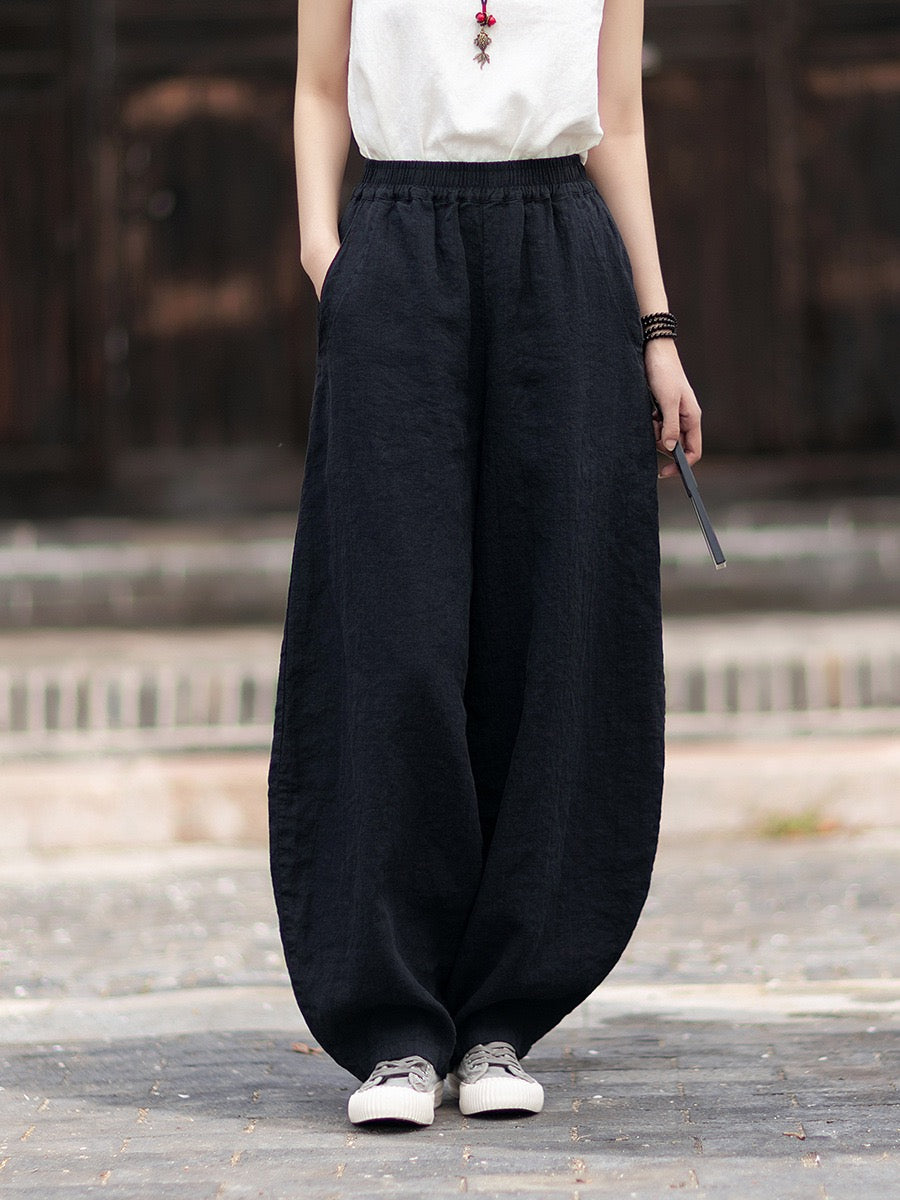 Tao One Tech™ • Zen Business Qigong Harem Pants • Tech Pockets • Chinoiserie • Ramie Cotton