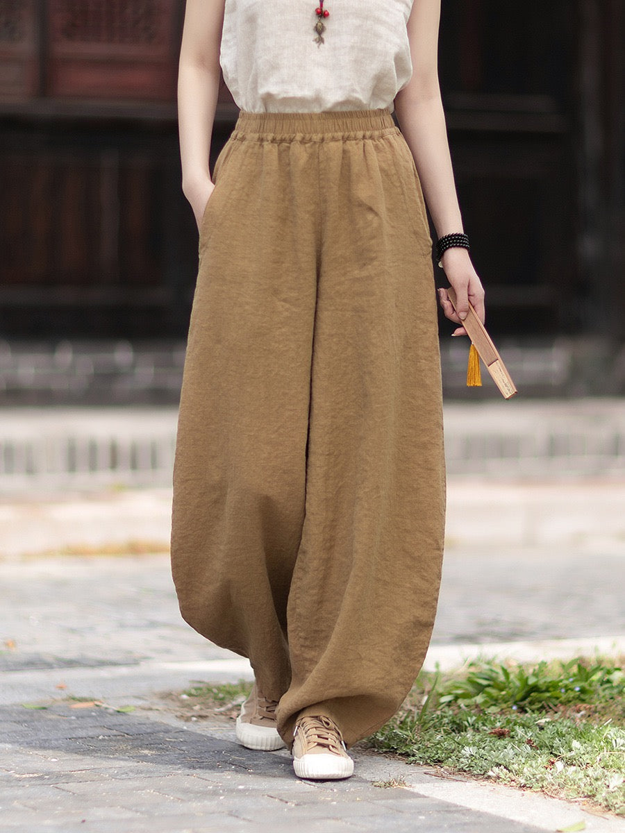 Tao One Tech™ • Zen Business Qigong Harem Pants • Tech Pockets • Chinoiserie • Ramie Cotton