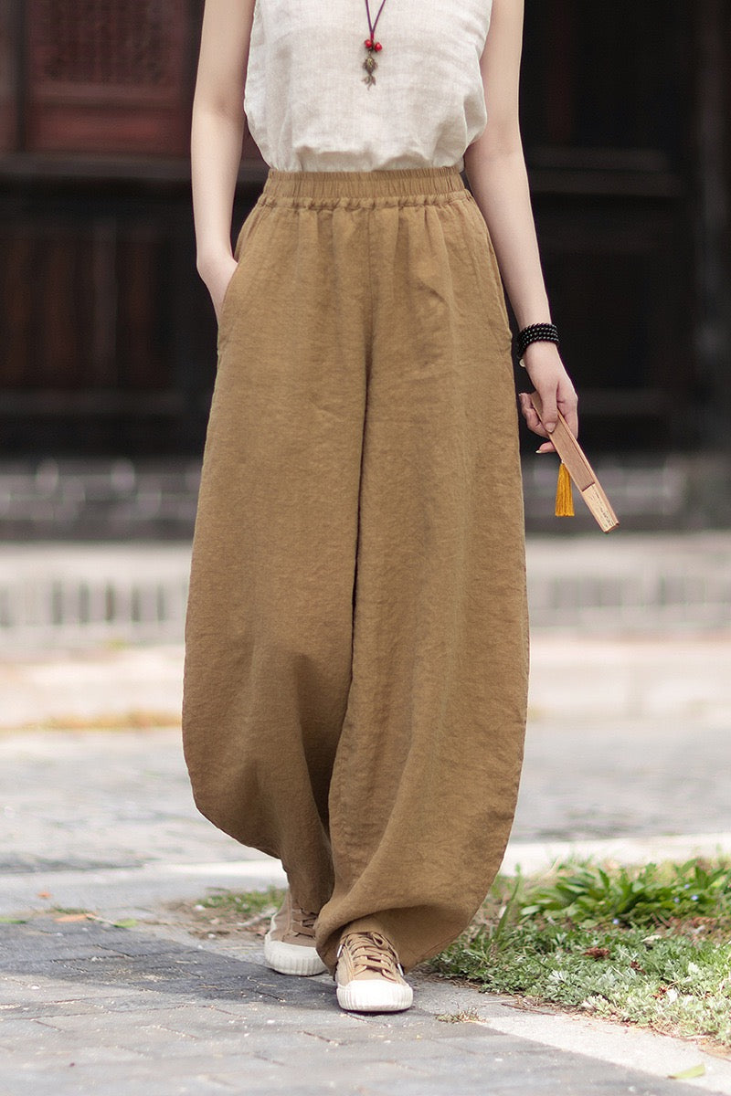 Tao One Tech™ • Zen Business Qigong Harem Pants • Tech Pockets • Chinoiserie • Ramie Cotton
