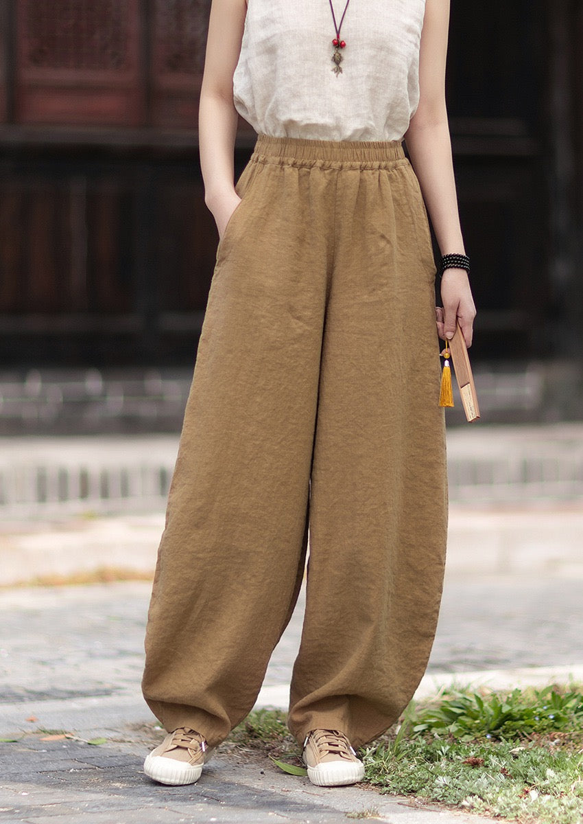 Tao One Tech™ • Zen Business Qigong Harem Pants • Tech Pockets • Chinoiserie • Ramie Cotton