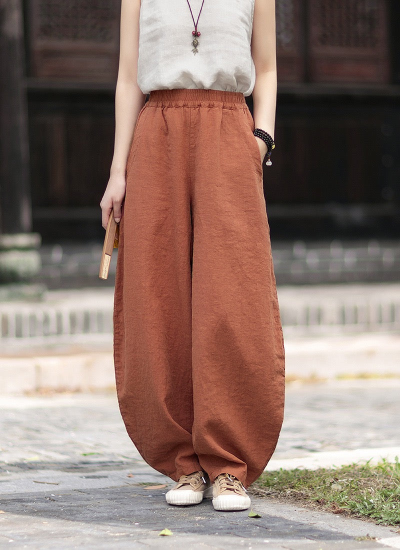 Tao One Tech™ • Zen Business Qigong Harem Pants • Tech Pockets • Chinoiserie • Ramie Cotton