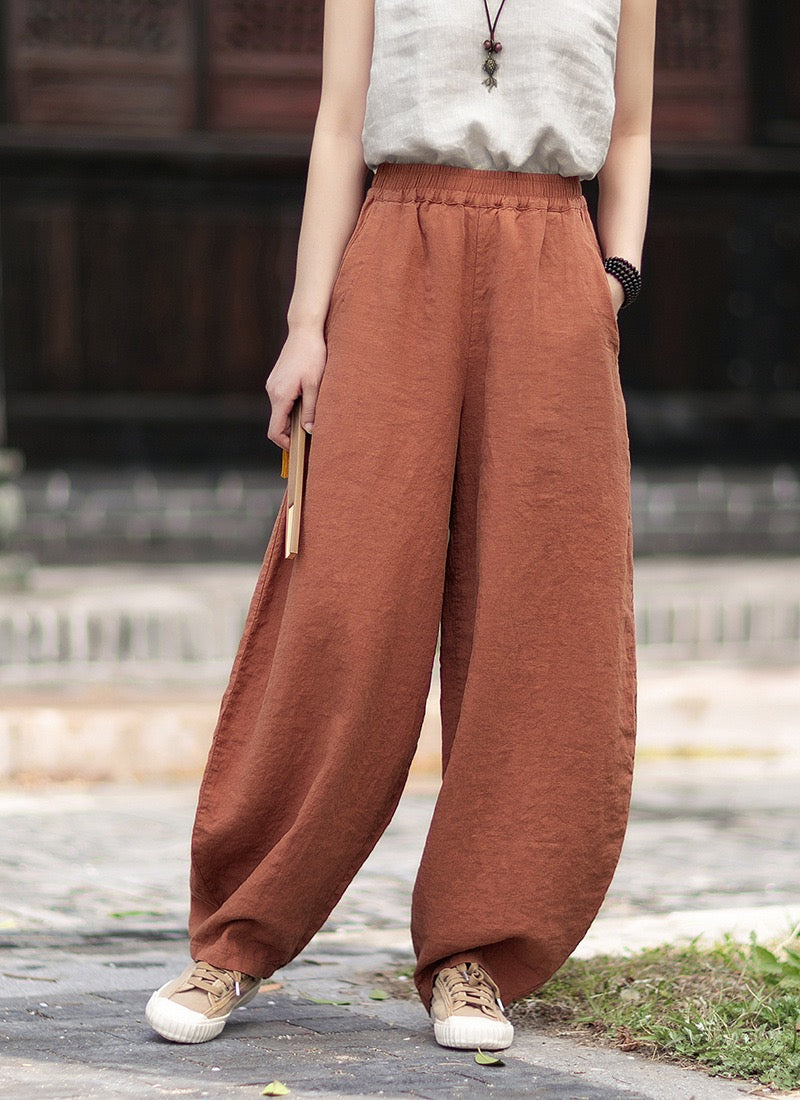 Tao One Tech™ • Zen Business Qigong Harem Pants • Tech Pockets • Chinoiserie • Ramie Cotton