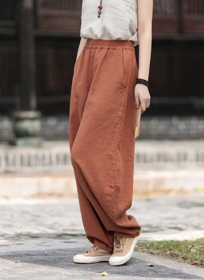 Tao One Tech™ • Zen Business Qigong Harem Pants • Tech Pockets • Chinoiserie • Ramie Cotton