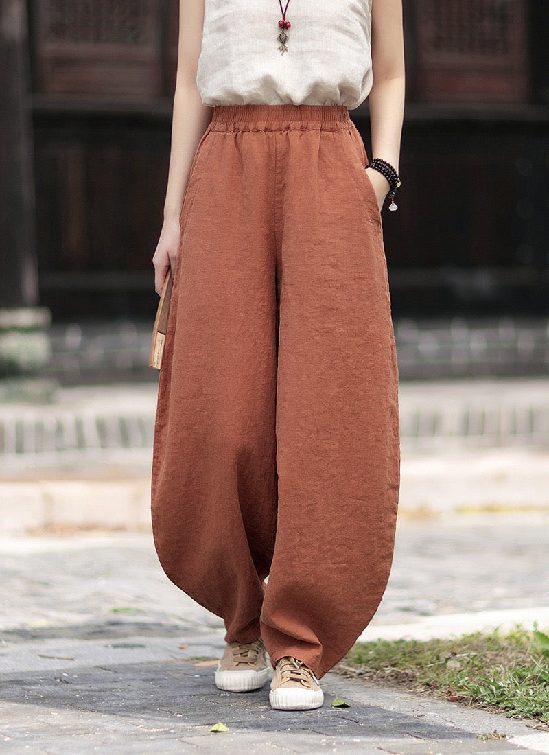 Tao One Tech™ • Zen Business Qigong Harem Pants • Tech Pockets • Chinoiserie • Ramie Cotton