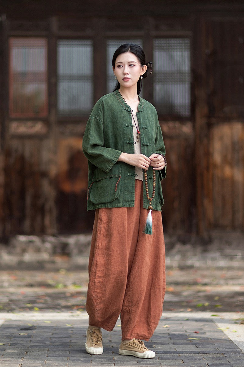Tao One Tech™ • Zen Business Qigong Shirt Jacket • Tech Pockets • Sunscreen Layer • All Season Layer • Chinoiserie • Ramie Cotton