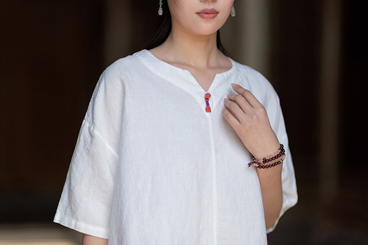 Tao One Tech™ • Zen Business Qigong T-Shirt • All Season Layer • Chinoiserie • Tencel Lyocell Linen