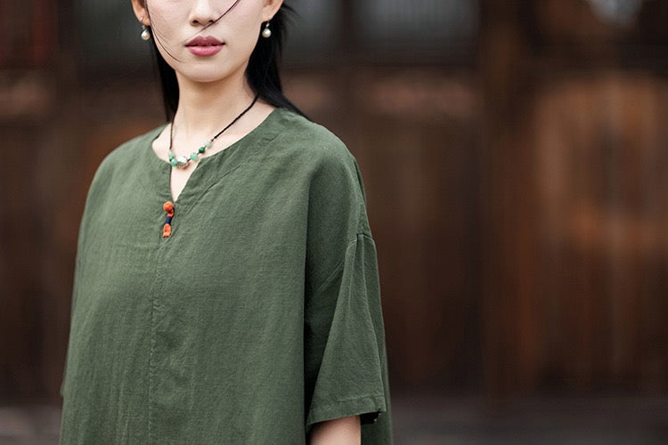 Tao One Tech™ • Zen Business Qigong T-Shirt • All Season Layer • Chinoiserie • Tencel Lyocell Linen