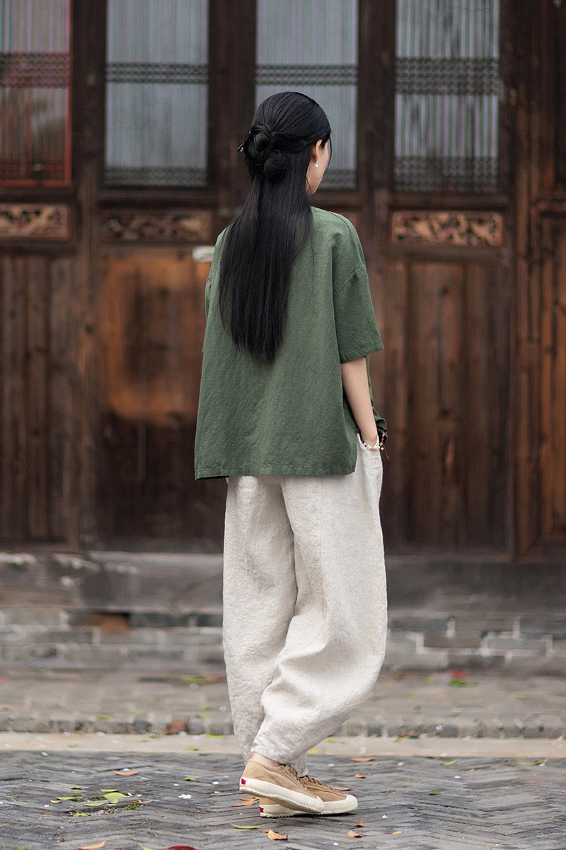 Tao One Tech™ • Zen Business Qigong T-Shirt • All Season Layer • Chinoiserie • Tencel Lyocell Linen