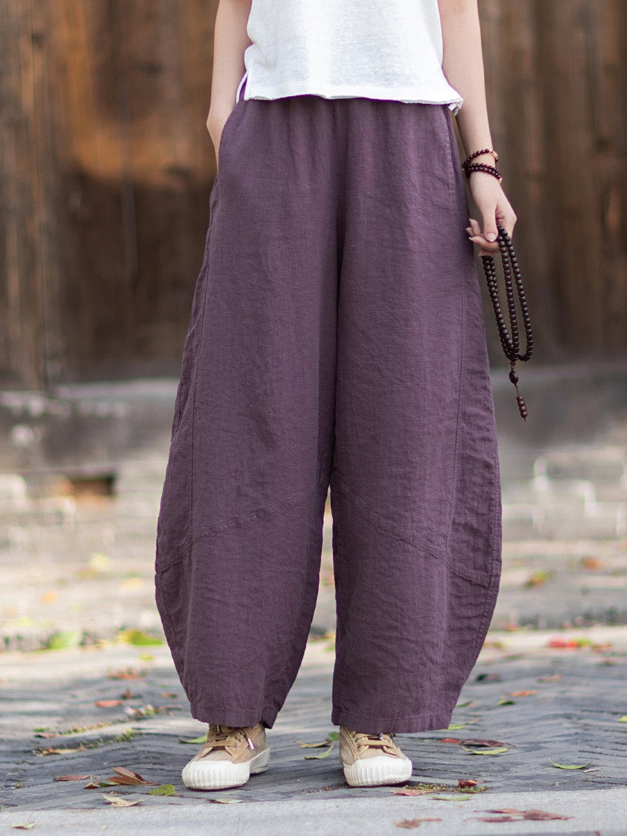 Tao One Tech™ • Zen Business Qigong Lantern Pants • Nine-Quarter Cropped Pants • Tech Pockets • Chinoiserie • Ramie Cotton