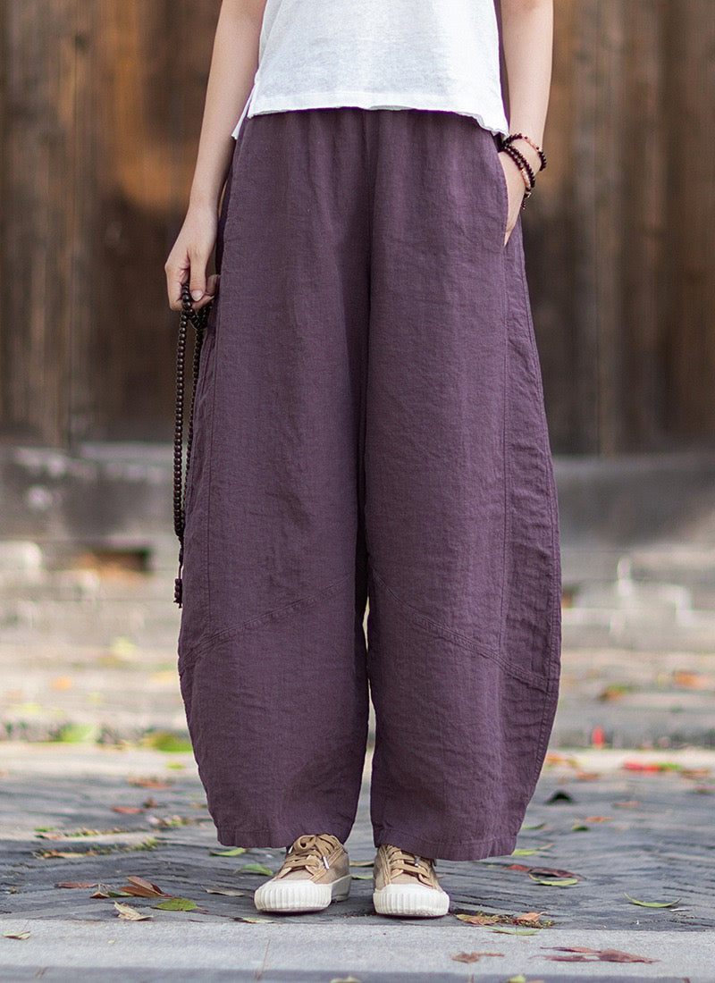 Tao One Tech™ • Zen Business Qigong Lantern Pants • Nine-Quarter Cropped Pants • Tech Pockets • Chinoiserie • Ramie Cotton