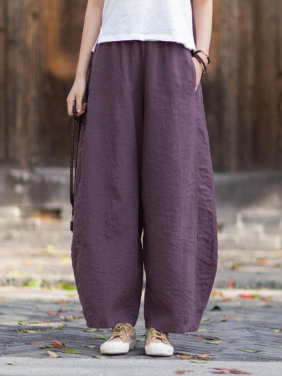 Tao One Tech™ • Zen Business Qigong Lantern Pants • Nine-Quarter Cropped Pants • Tech Pockets • Chinoiserie • Ramie Cotton