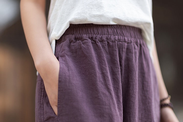 Tao One Tech™ • Zen Business Qigong Lantern Pants • Nine-Quarter Cropped Pants • Tech Pockets • Chinoiserie • Ramie Cotton