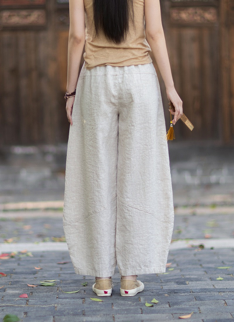 Tao One Tech™ • Zen Business Qigong Lantern Pants • Nine-Quarter Cropped Pants • Tech Pockets • Chinoiserie • Ramie Cotton
