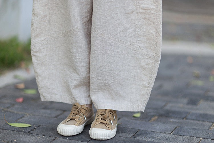 Tao One Tech™ • Zen Business Qigong Lantern Pants • Nine-Quarter Cropped Pants • Tech Pockets • Chinoiserie • Ramie Cotton