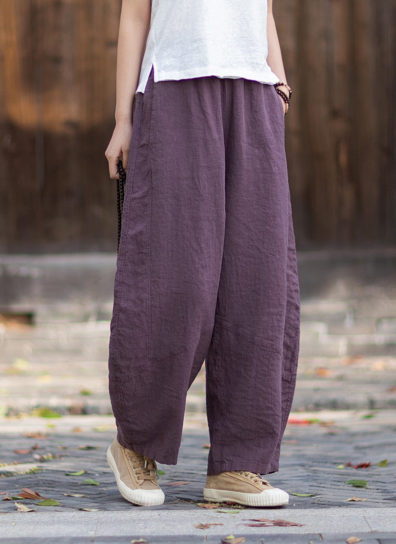 Tao One Tech™ • Zen Business Qigong Lantern Pants • Nine-Quarter Cropped Pants • Tech Pockets • Chinoiserie • Ramie Cotton