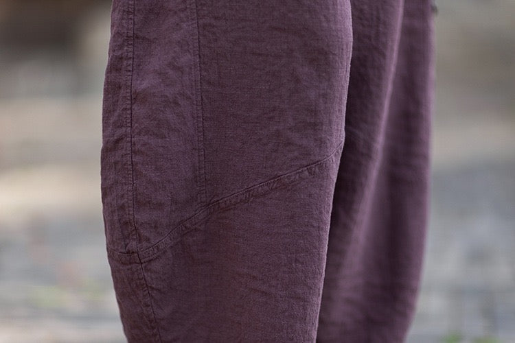 Tao One Tech™ • Zen Business Qigong Lantern Pants • Nine-Quarter Cropped Pants • Tech Pockets • Chinoiserie • Ramie Cotton