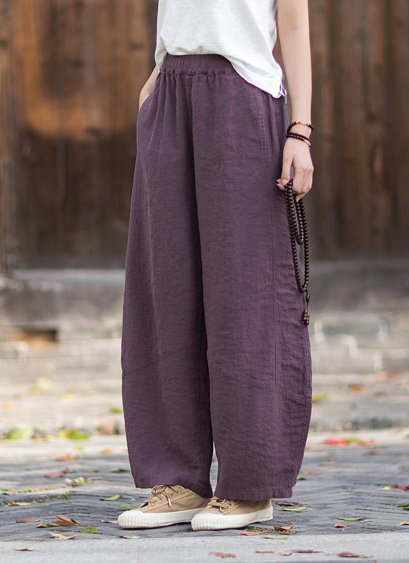 Tao One Tech™ • Zen Business Qigong Lantern Pants • Nine-Quarter Cropped Pants • Tech Pockets • Chinoiserie • Ramie Cotton