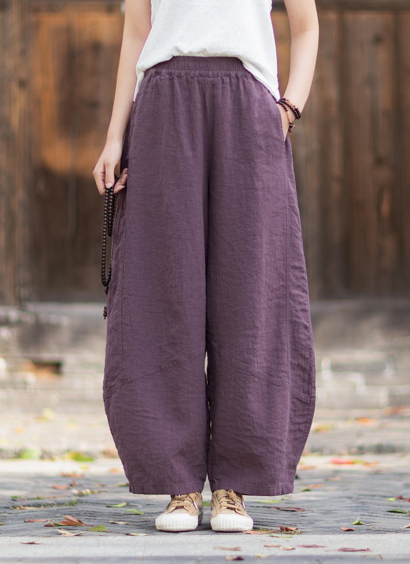 Tao One Tech™ • Zen Business Qigong Lantern Pants • Nine-Quarter Cropped Pants • Tech Pockets • Chinoiserie • Ramie Cotton